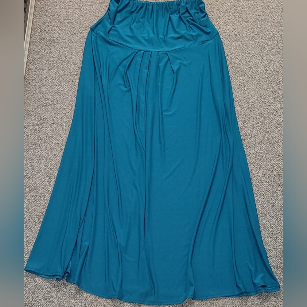 24 Seven Soft Strapless Teal Maxi Dress, 3X